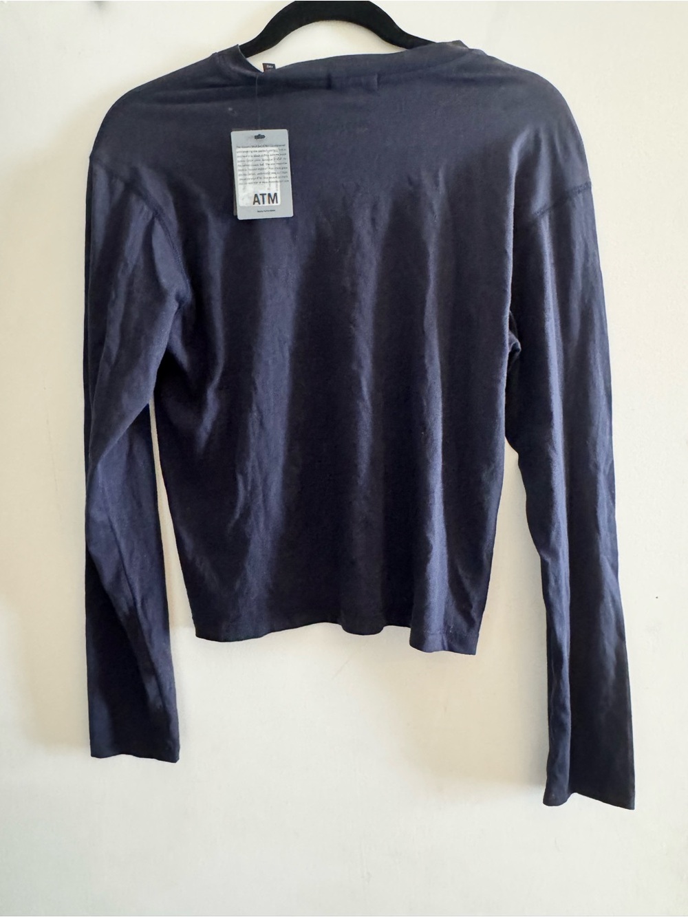 ATM nwt navy Long Sleeve Crewneck Top. Size xs. - Picture 2 of 3